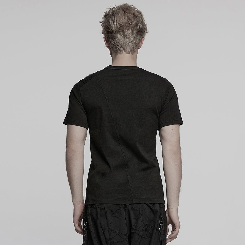 PUNK RAVE Men's Punk Pocket Denim T-shirt