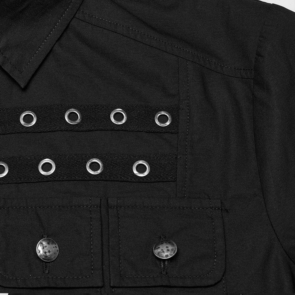 PUNK RAVE Men's Punk Pocket Eyelet Shirt