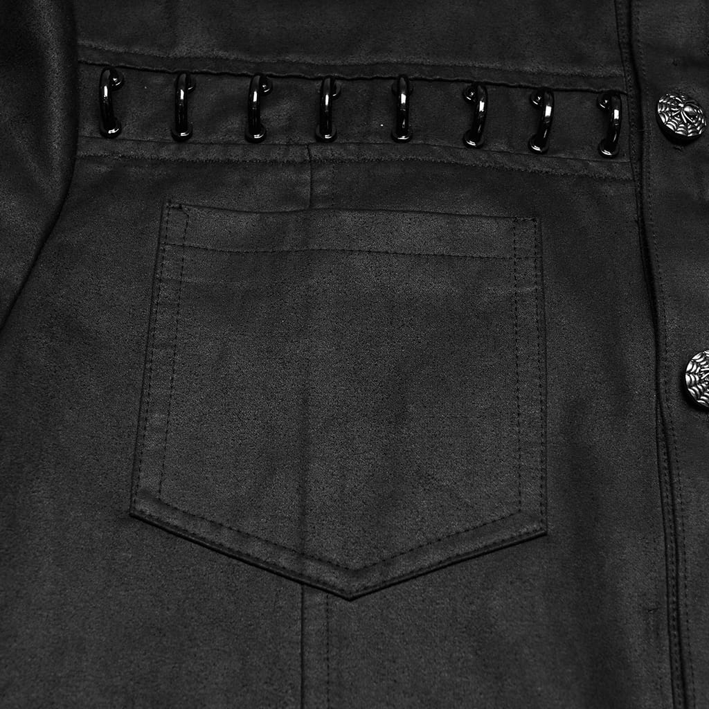 PUNK RAVE Men's Punk Rings Turn-down Collar Short Sleeved Shirt