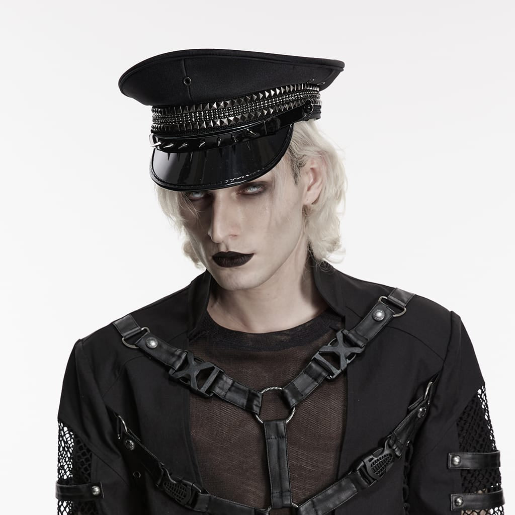 PUNK RAVE Men's Punk Rivet Eyelet Hat