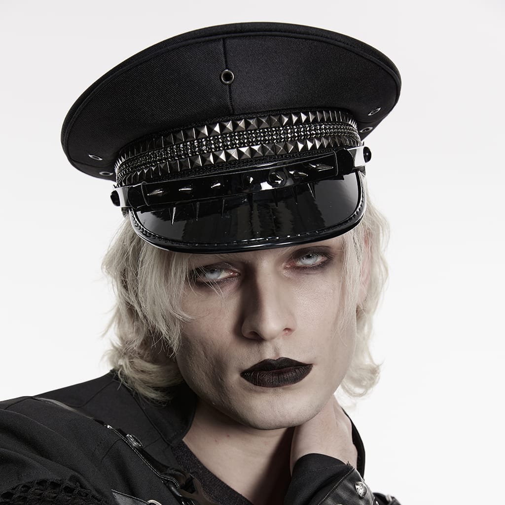 PUNK RAVE Men's Punk Rivet Eyelet Hat