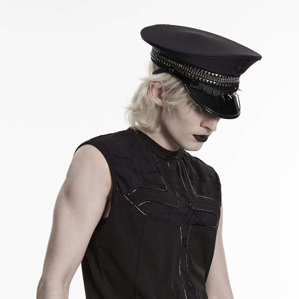 PUNK RAVE Men's Punk Rivet Eyelet Hat