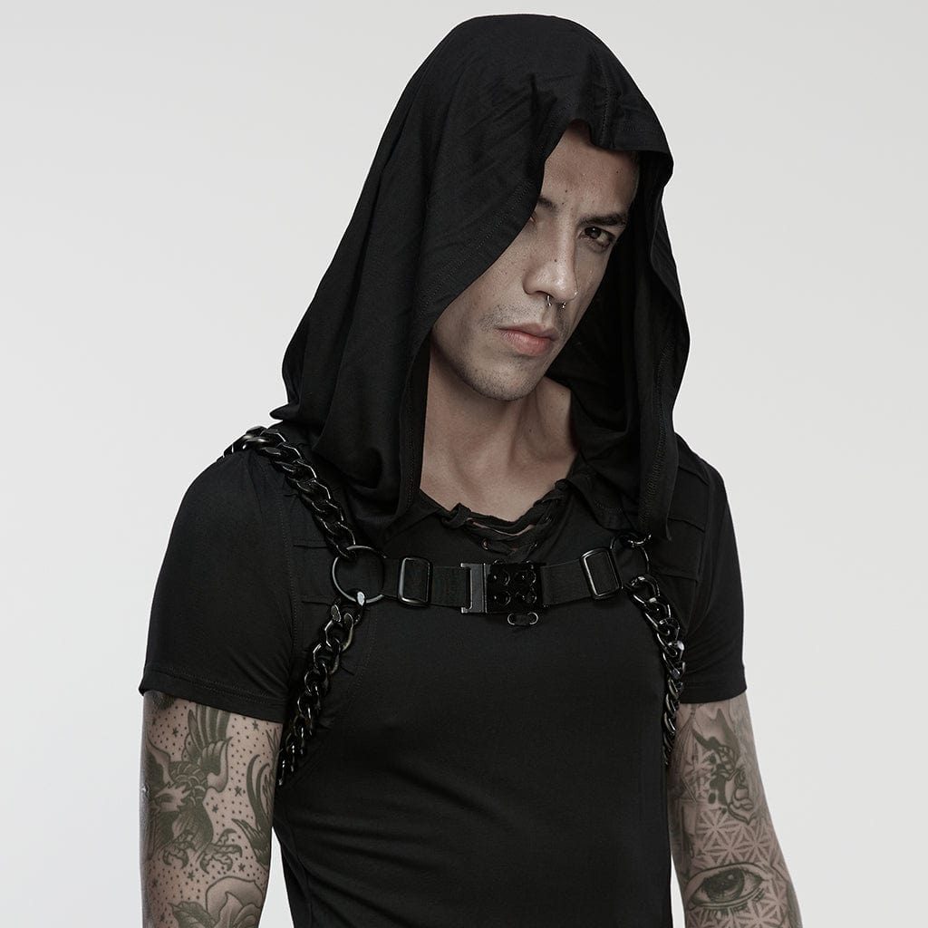 PUNK RAVE Men's Punk Rivets Chain Harness