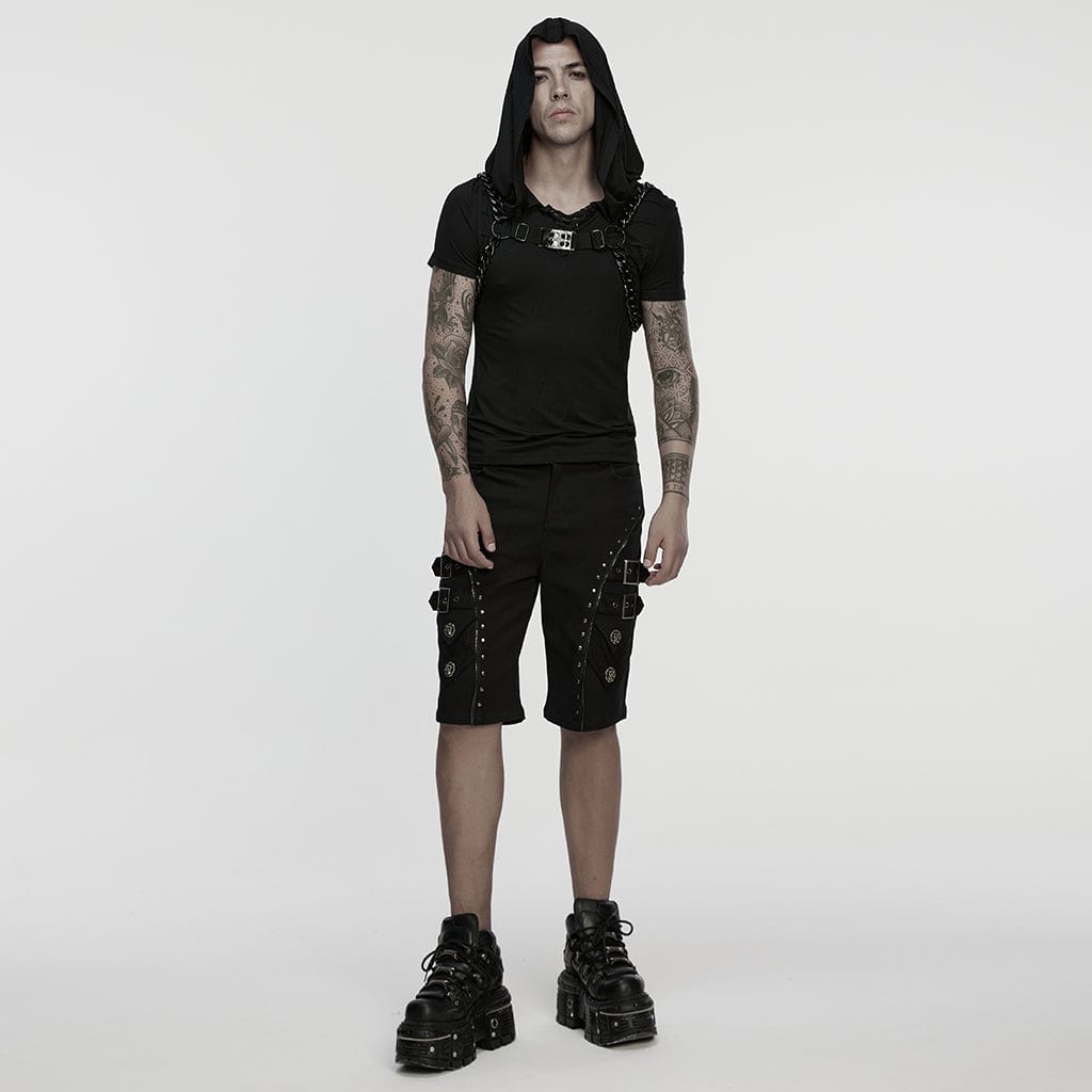 PUNK RAVE Men's Punk Rivets Chain Harness