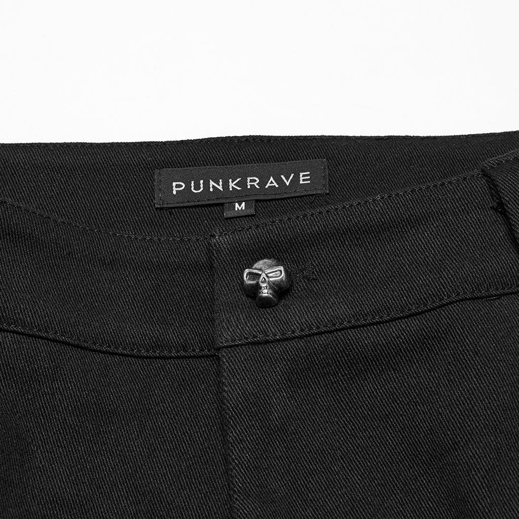 PUNK RAVE Men's Punk Skull Buckle Pants