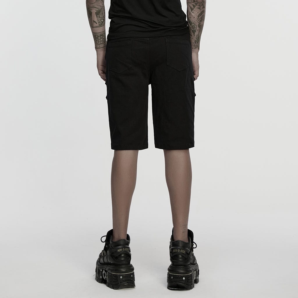 PUNK RAVE Men's Punk Skull Buckle Shorts