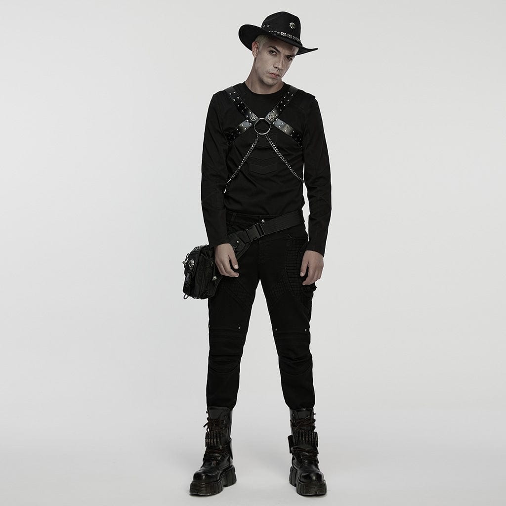 PUNK RAVE Men's Punk Skull Eyelet Hat