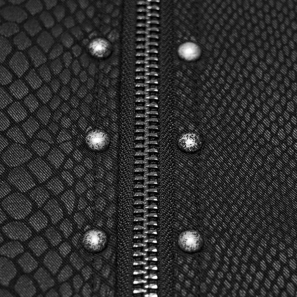 PUNK RAVE Men's Punk Snake Pattern Studded Turn-down Collar Long Sleeve Shirt