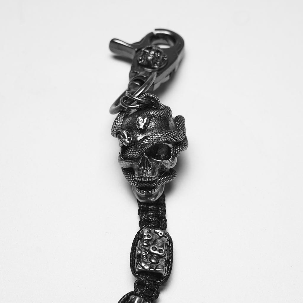 PUNK RAVE Men's Punk Snake&Skull Layered Pant Chain