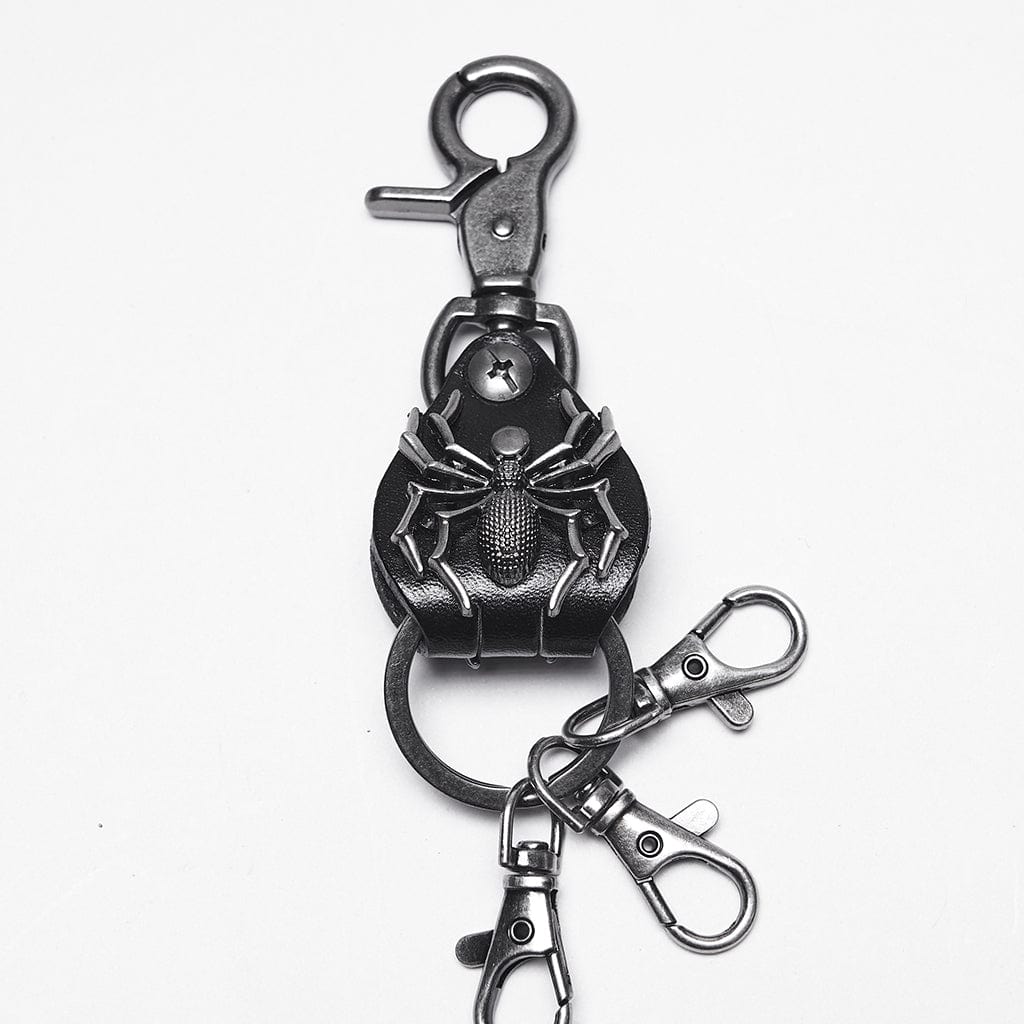 PUNK RAVE Men's Punk Spider Barbed Chain Keychain