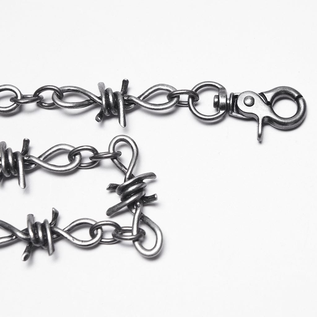 PUNK RAVE Men's Punk Spider Barbed Chain Keychain