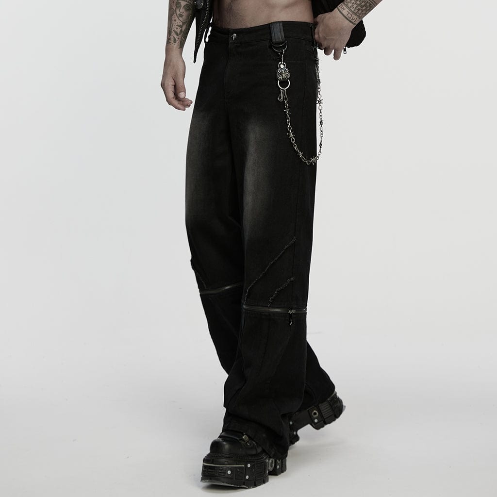 PUNK RAVE Men's Punk Spider Barbed Chain Keychain