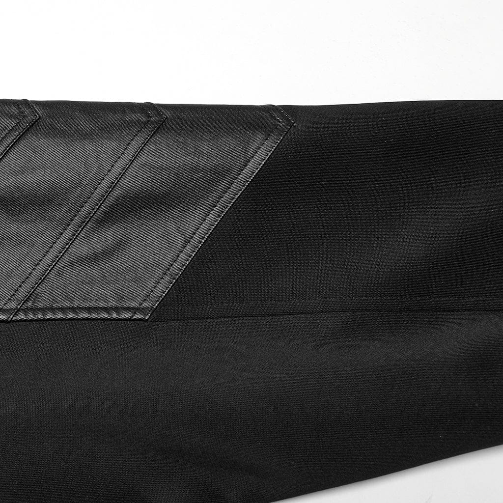 PUNK RAVE Men's Punk Stand Collar Armour Patched Hoodies