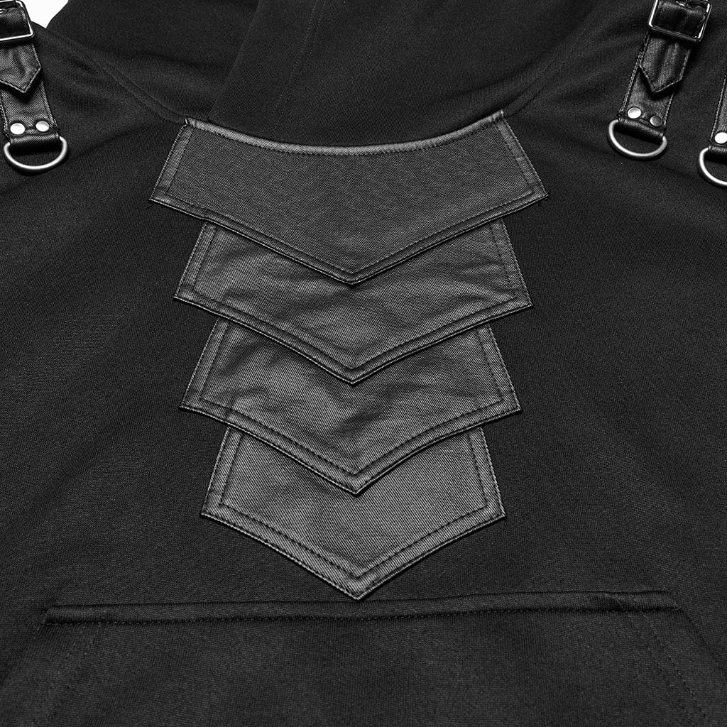 PUNK RAVE Men's Punk Stand Collar Armour Patched Hoodies