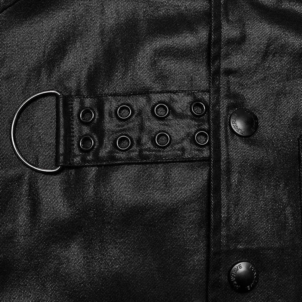 PUNK RAVE Men's Punk Stand Collar Faux Leather Vest
