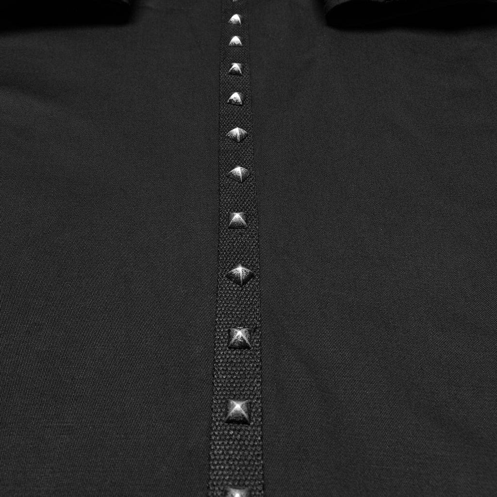 PUNK RAVE Men's Punk Stand Collar Mesh Splice Studded Vest