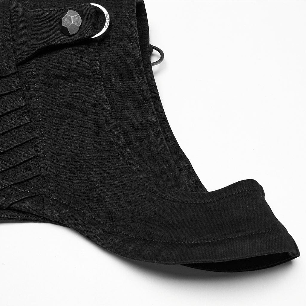 PUNK RAVE Men's Punk Stand Collar Studded Cape