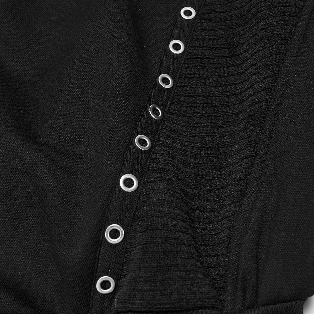 PUNK RAVE Men's Punk Stand Collar Zip‑up Eyelet Jacket