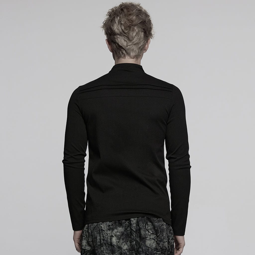 PUNK RAVE Men's Punk Stand Collar Zipper Shirt