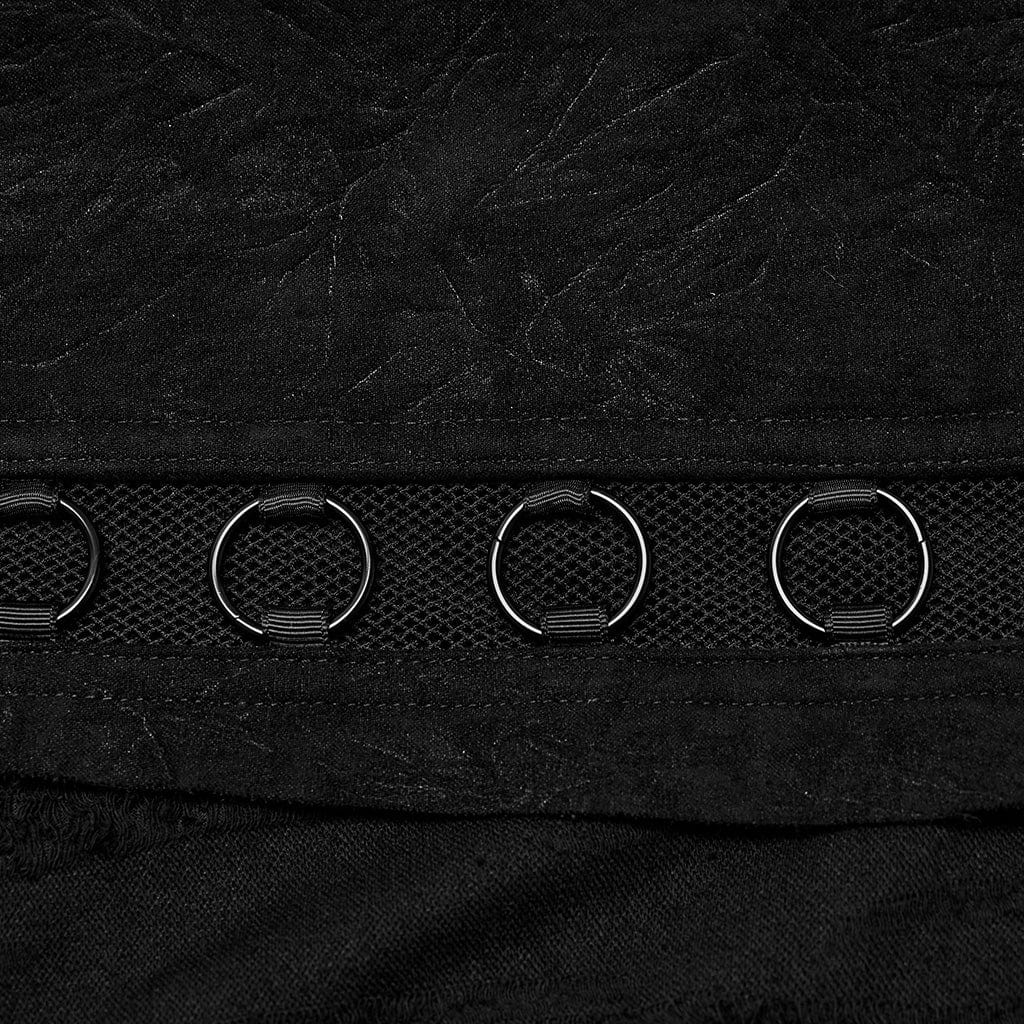 PUNK RAVE Men's Punk Strappy Eyelet Ripped Skirt