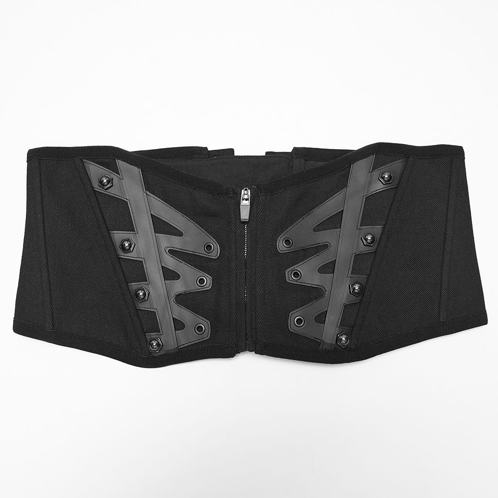 PUNK RAVE Men's Punk Studded Lace-up Zipper Girdle