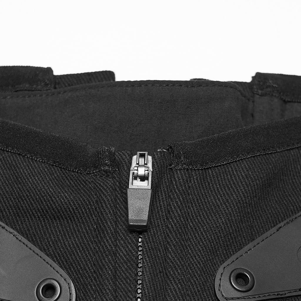 PUNK RAVE Men's Punk Studded Lace-up Zipper Girdle