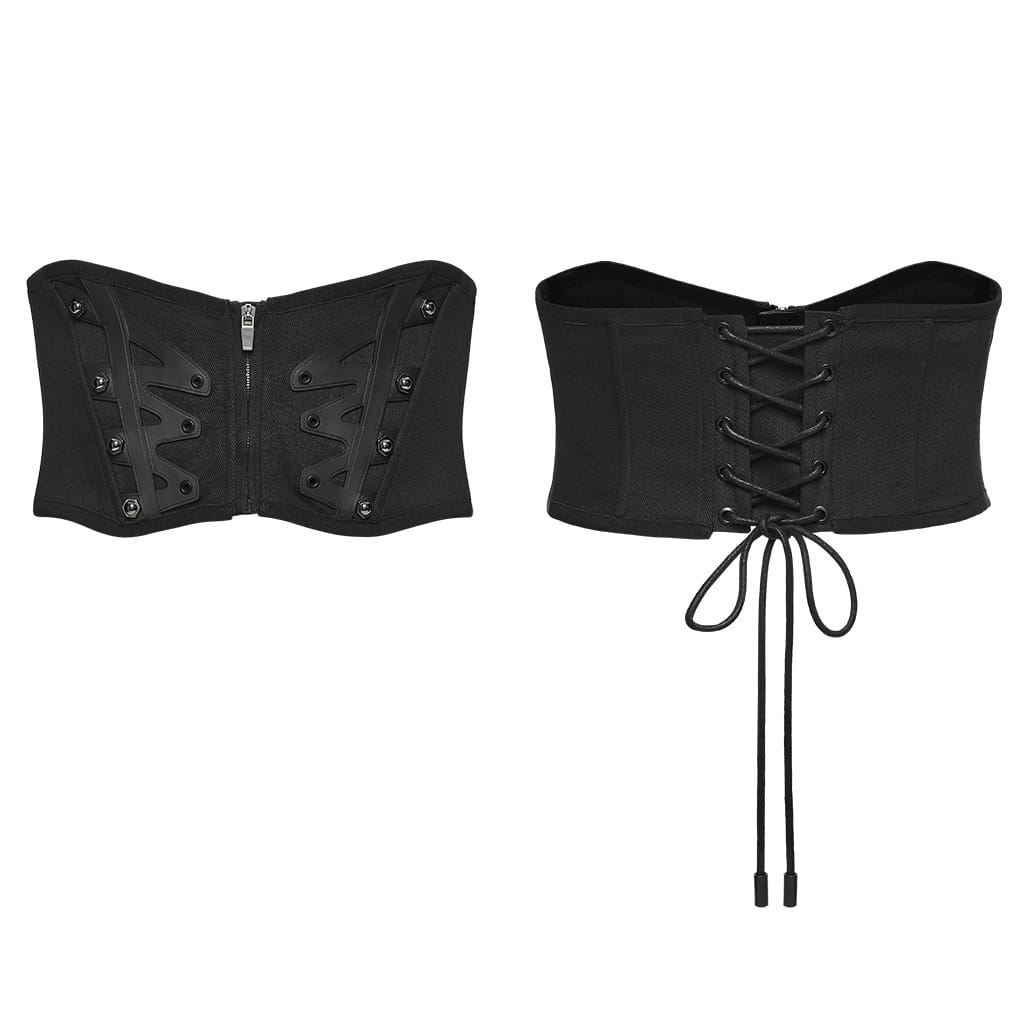 PUNK RAVE Men's Punk Studded Lace-up Zipper Girdle