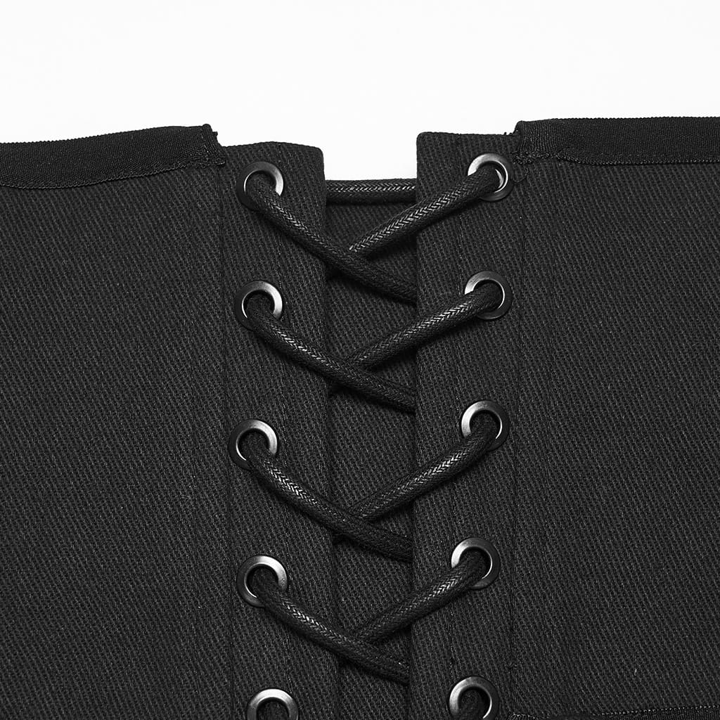PUNK RAVE Men's Punk Studded Lace-up Zipper Girdle
