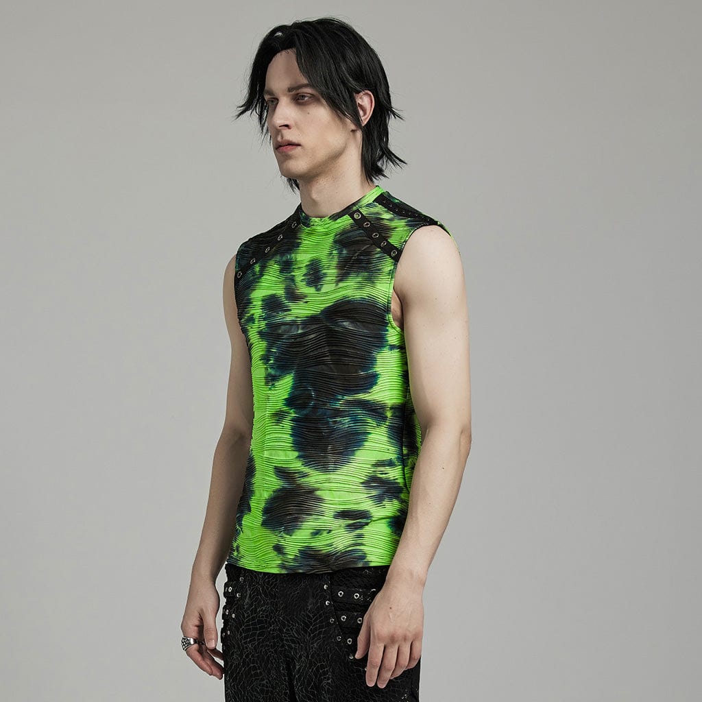 PUNK RAVE Men's Punk Tie-Dye Tank Top