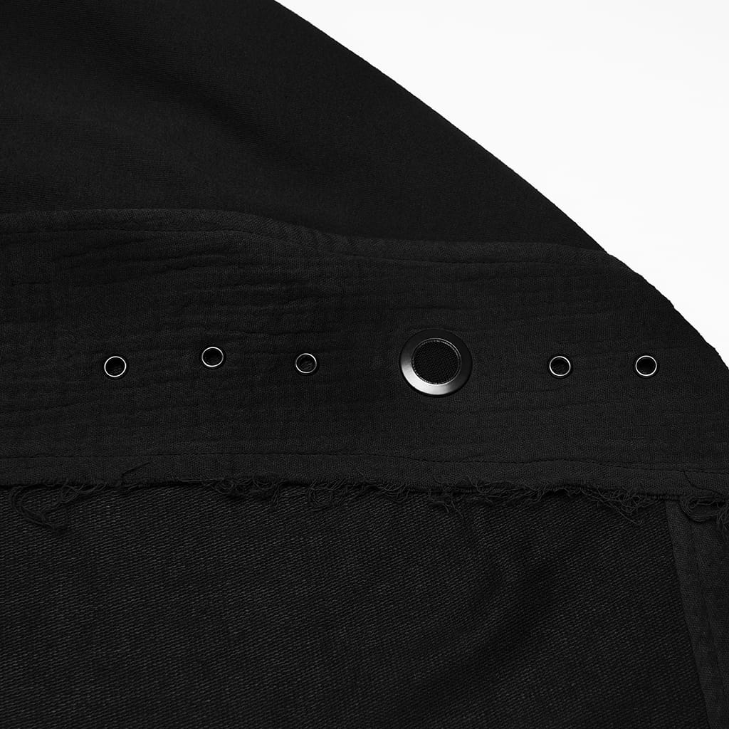 PUNK RAVE Unisex Punk Eyelets Hooded Vest Black