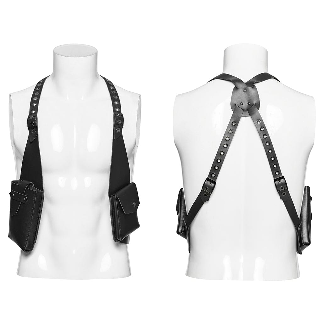 PUNK RAVE Unisex Punk Faux Leather Strap Vest Bag