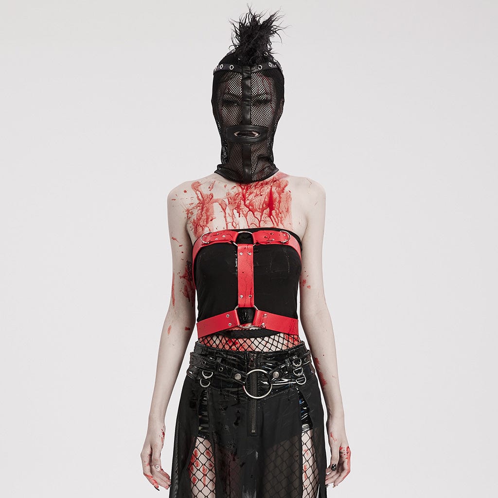 PUNK RAVE Unisex Punk Mohawk Mesh Hood