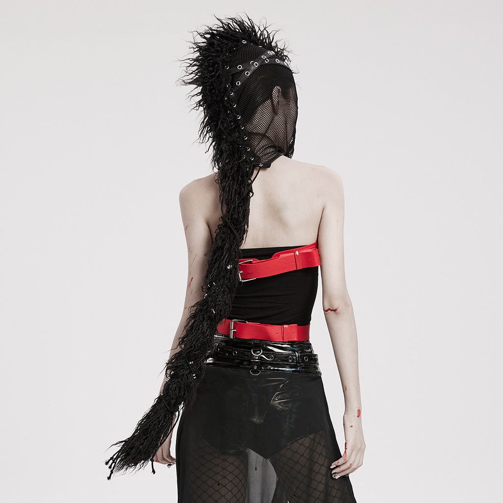 PUNK RAVE Unisex Punk Mohawk Mesh Hood