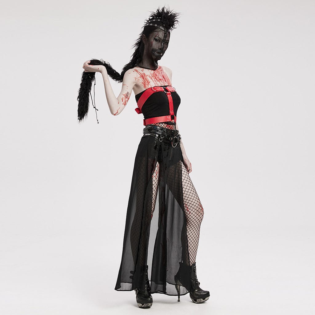 PUNK RAVE Unisex Punk Mohawk Mesh Hood