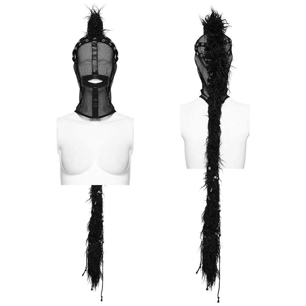PUNK RAVE Unisex Punk Mohawk Mesh Hood