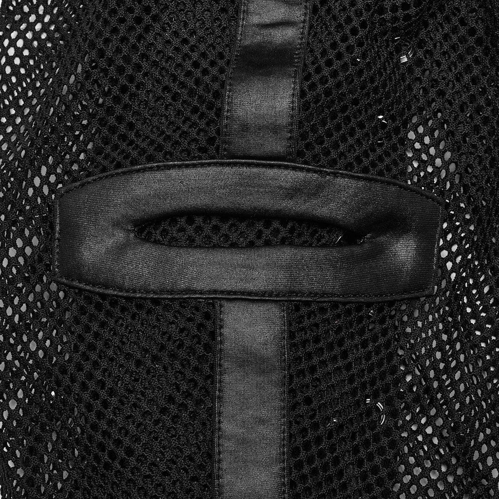 PUNK RAVE Unisex Punk Mohawk Mesh Hood