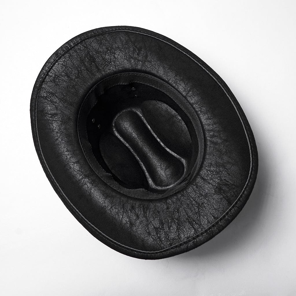 PUNK RAVE Unisex Punk Rivets Straps Hat Black