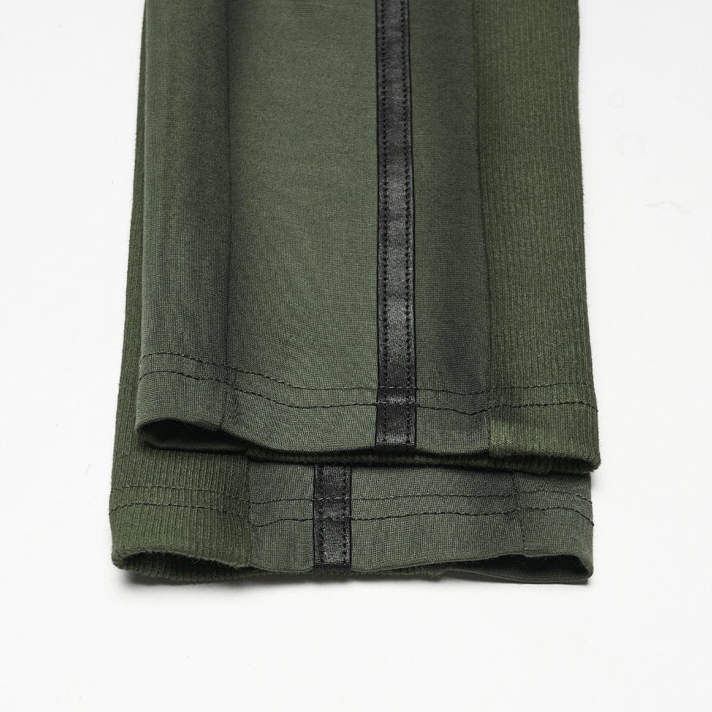 PUNK RAVE Women's Cyberpunk Armor-Accentuated Paneled Leggings Black-Green