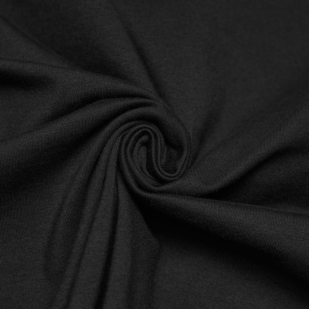 PUNK RAVE Women's Cyberpunk Mesh Rivets Short Sleeved T-shirt Black