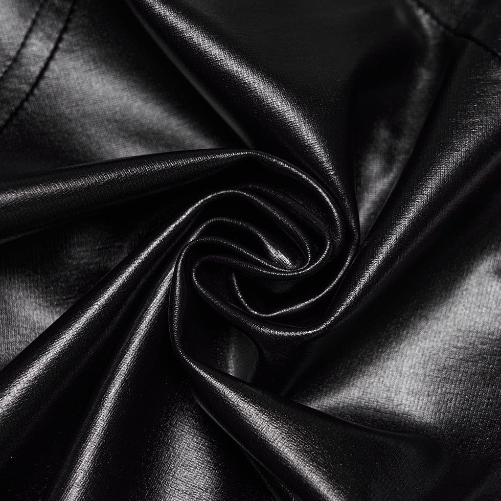 PUNK RAVE Women's Cyberpunk Studded Cutout Strappy Crop Top Black-Red