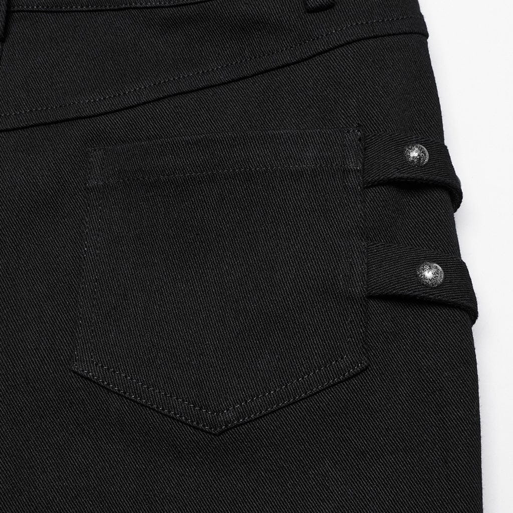 PUNK RAVE Women's Cyberpunk Studded Pleated Leggings