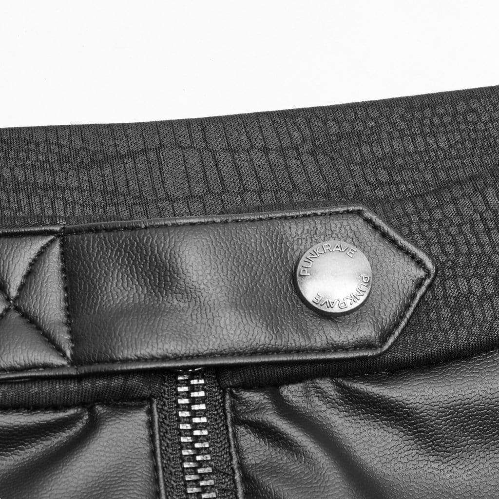 PUNK RAVE Women's Goth Faux Leather Skinny Leggings With Metal Chains