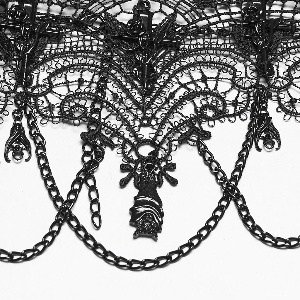 PUNK RAVE Women's Gothic Bat Chained Choker