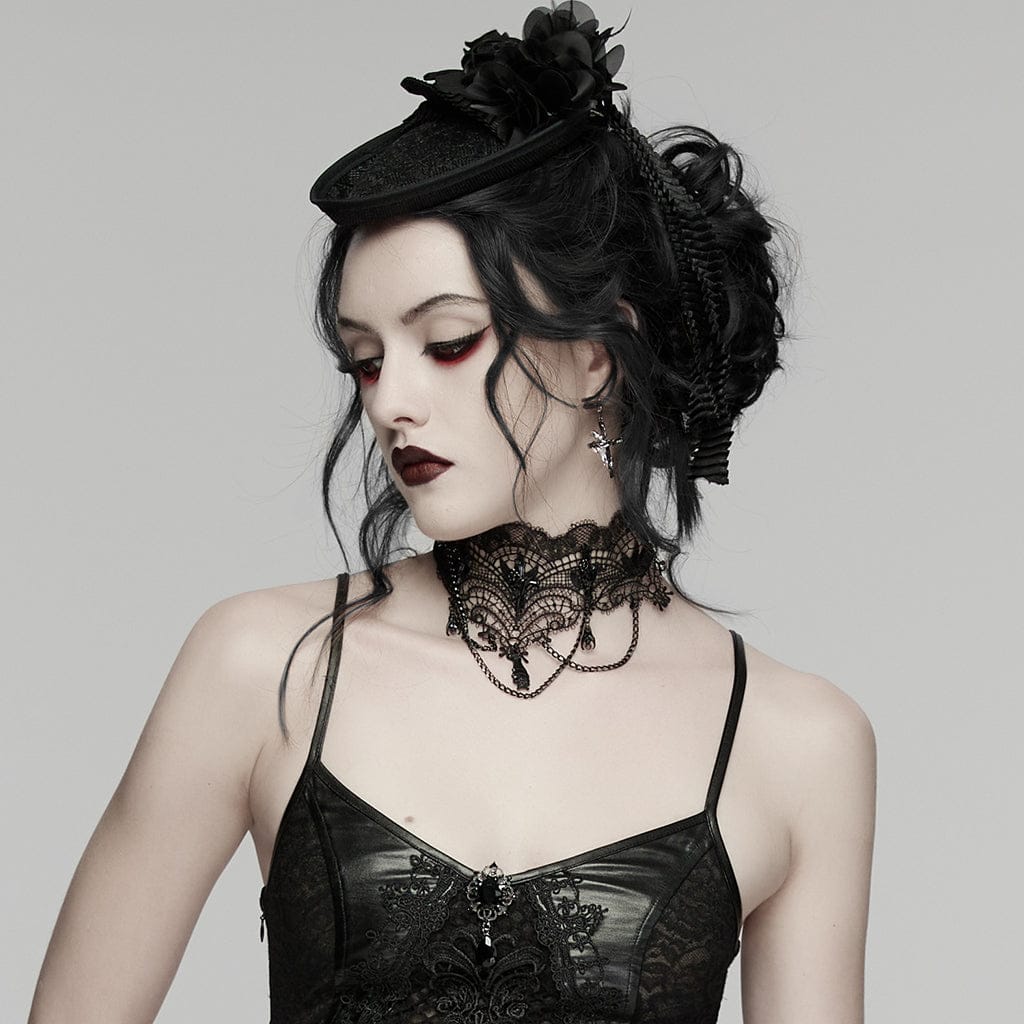 PUNK RAVE Women's Gothic Bat Chained Choker