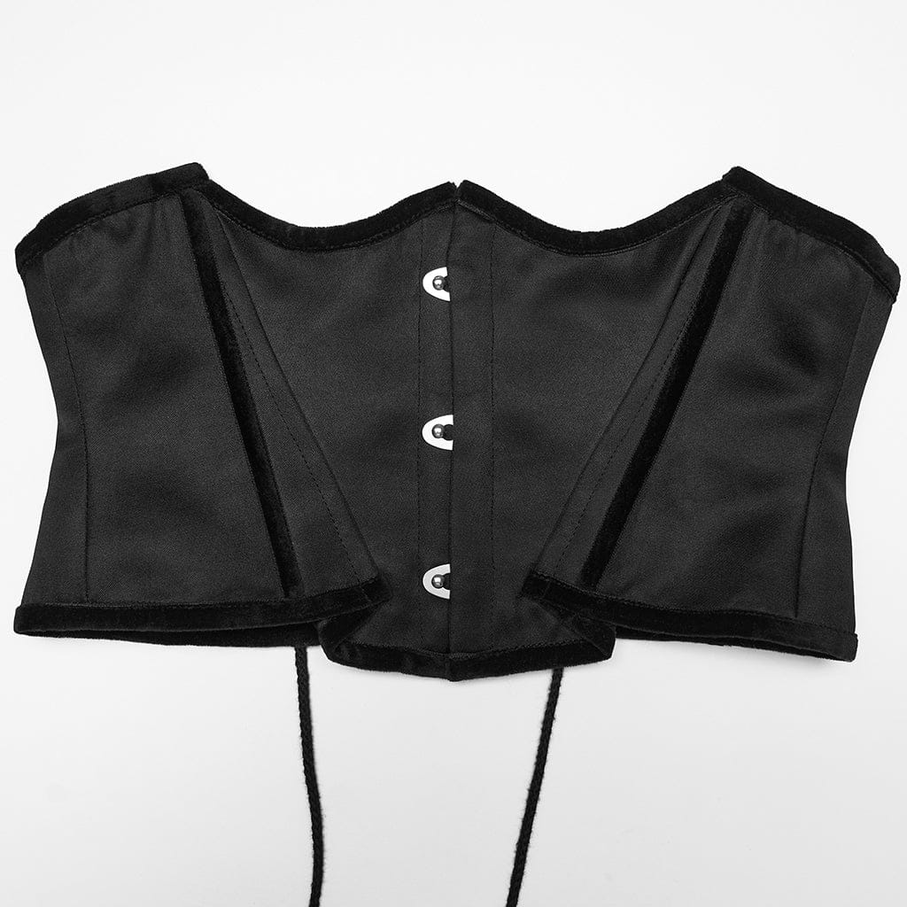 PUNK RAVE Women's Gothic Bat Shape Lace-up Underbust Corset Black