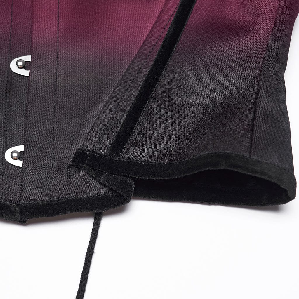 PUNK RAVE Women's Gothic Bat Shape Lace-up Underbust Corset Black-Red