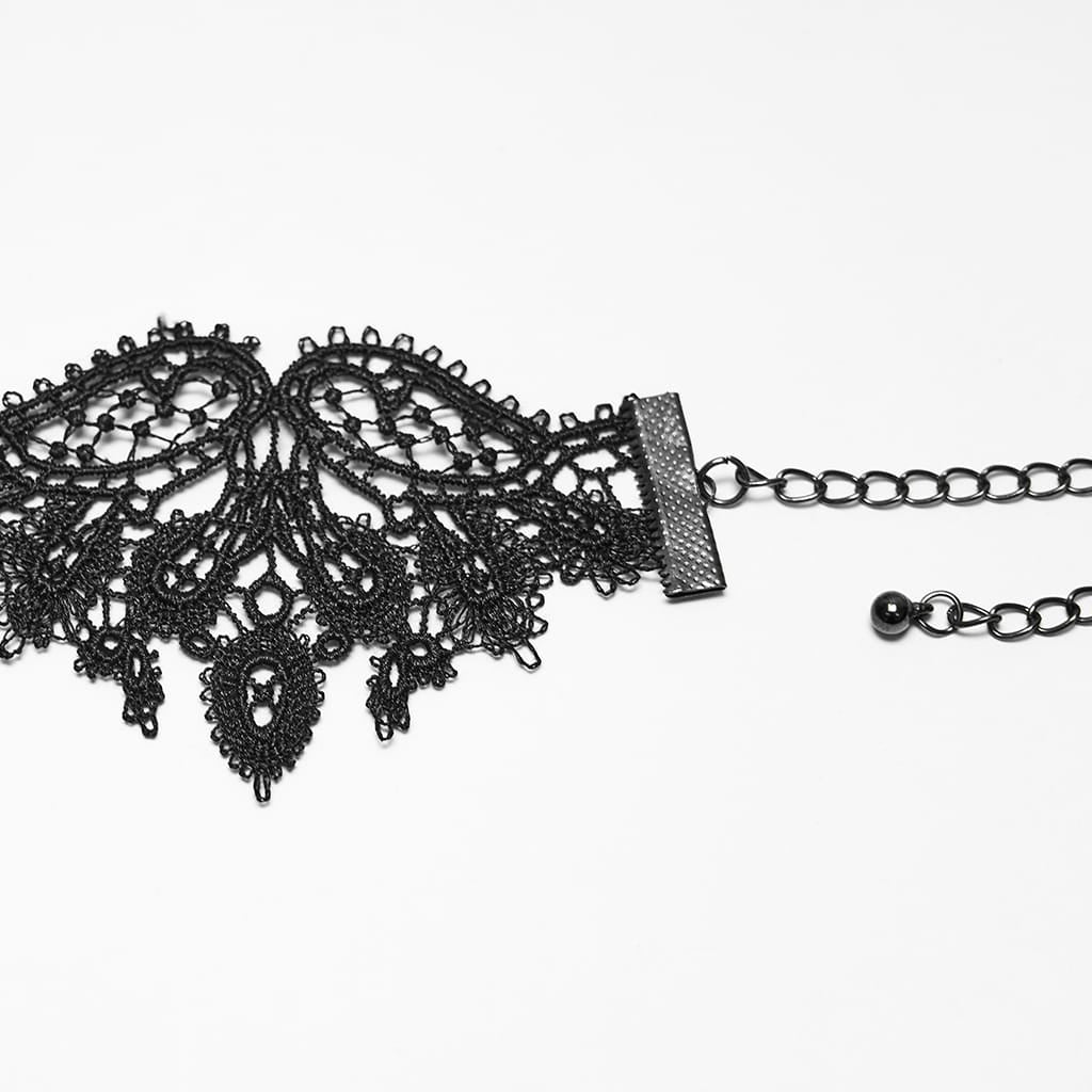 PUNK RAVE Women's Gothic Bat Wing Chain Choker