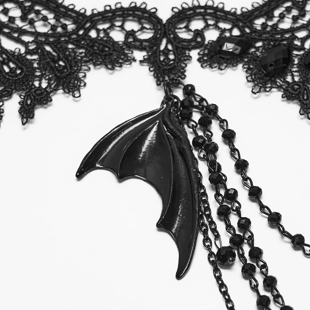 PUNK RAVE Women's Gothic Bat Wing Chain Choker