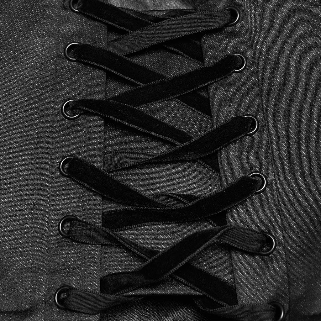 PUNK RAVE Women's Gothic Beaded Embroidered Underbust Corset