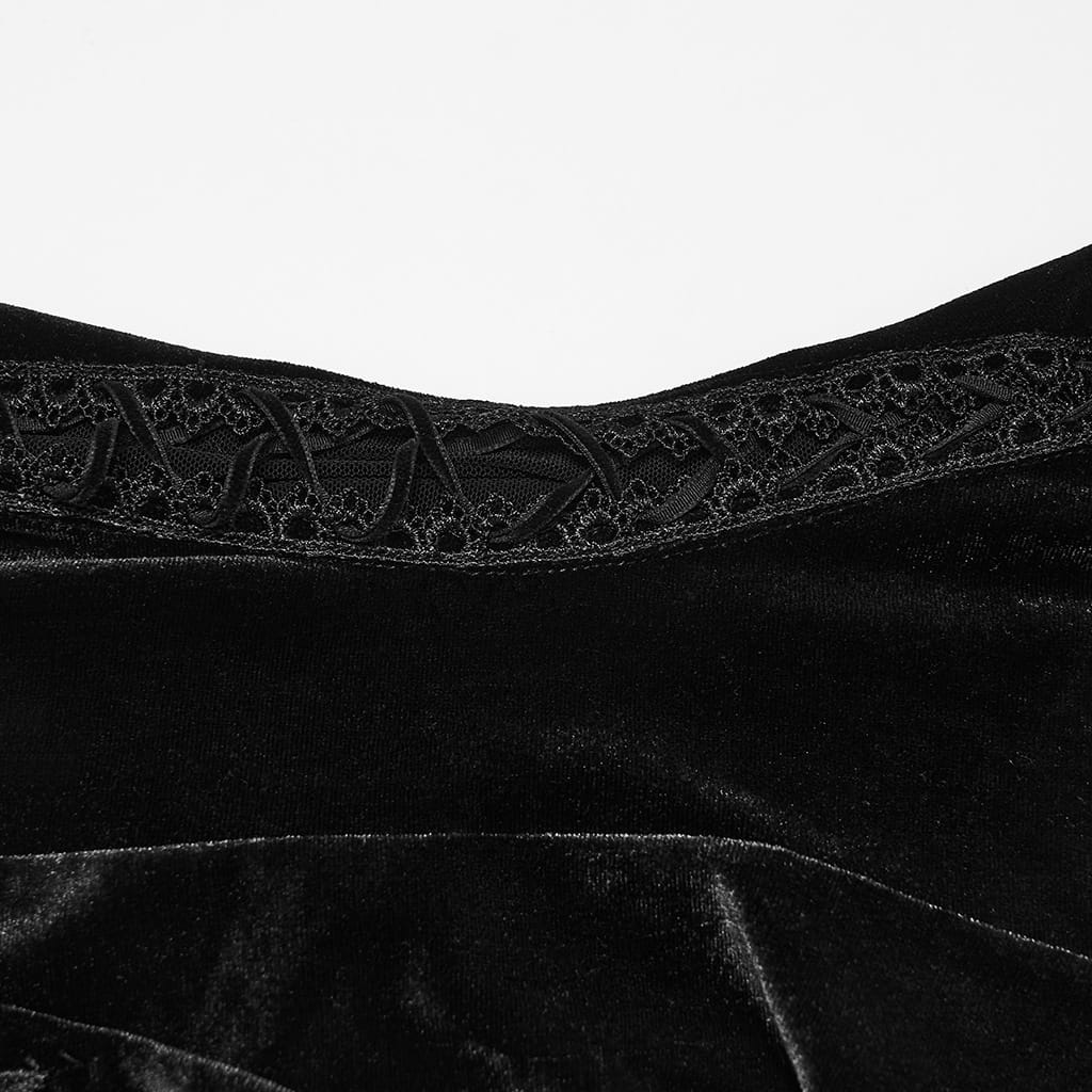 PUNK RAVE Women's Gothic Beaded Tassel Off Shoulder Irregular Hem Dress